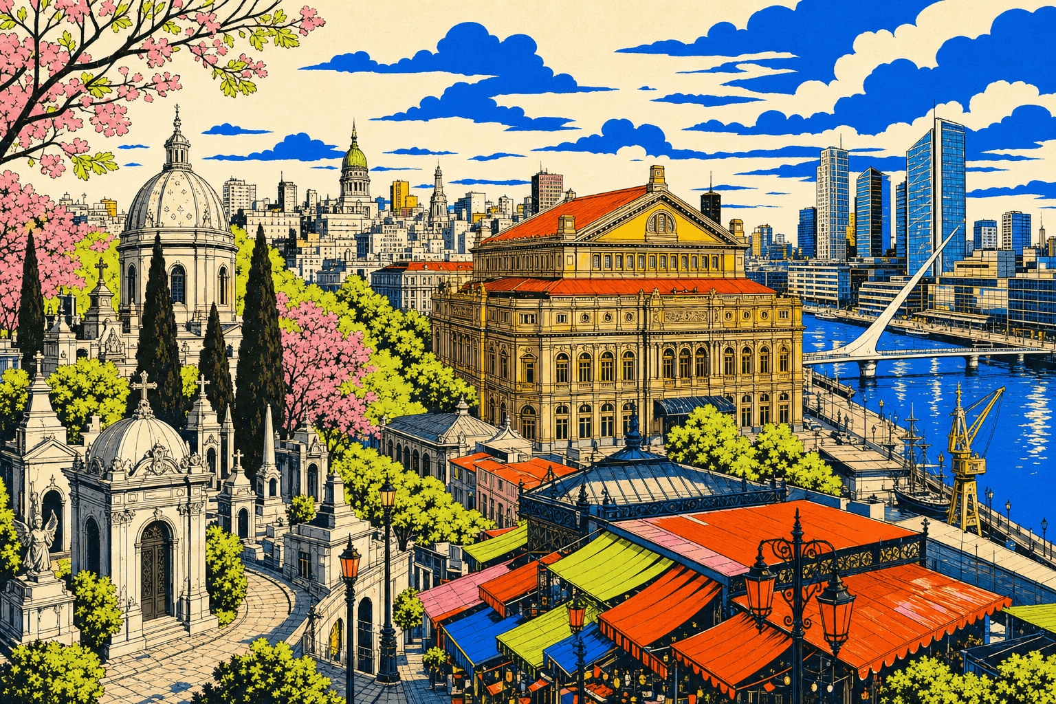South America travel hero illustration